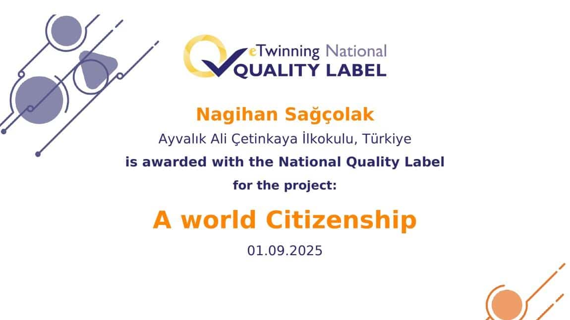 Okulumuz Sınıf Öğretmeni Nagihan SAĞÇOLAK eTwinning Ulusal Kalite Etiketi almaya hak kazandı